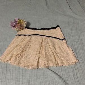 NWT Free People Cream/Black Crochet Skirt